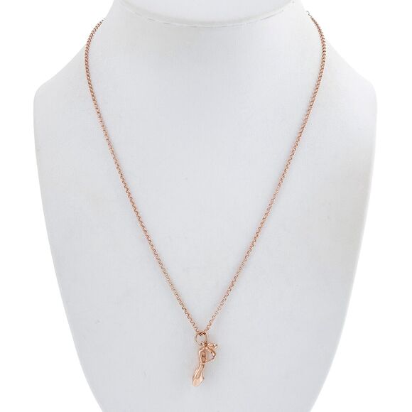 Sterling Silver 925 Rose Gold Tone Ballerina Toe Shoe Charm Necklace 16"-18" - Picture 2 of 5